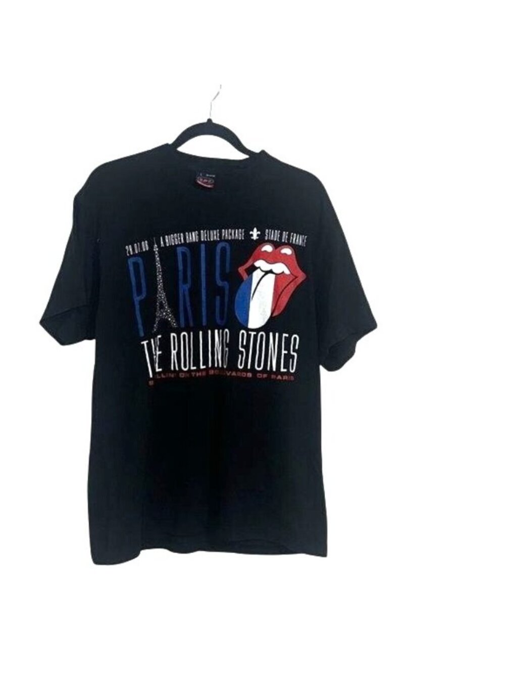 The Rolling Stones Paris Concert T-Shirt L KSHK Custommade 100% Cotton Black